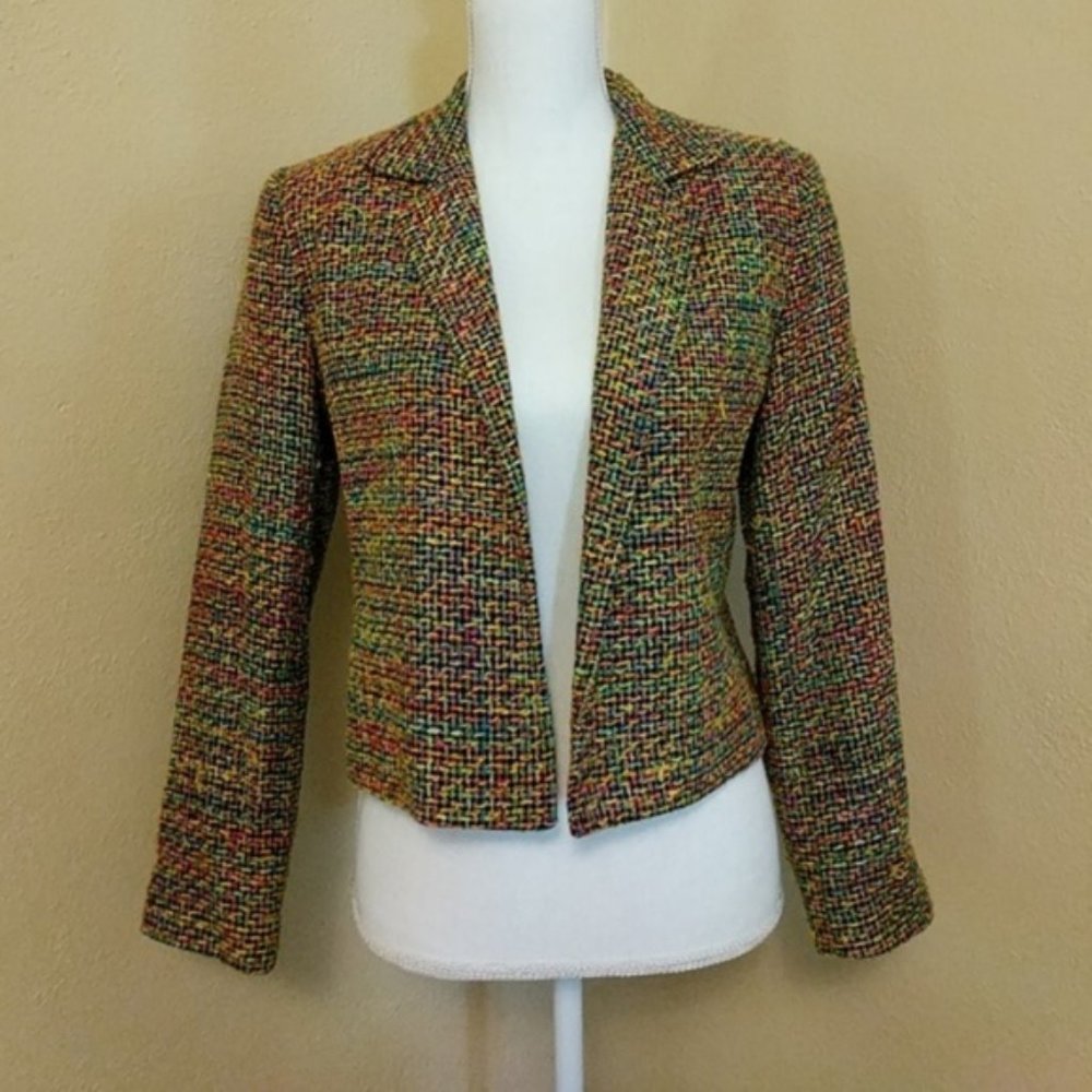 Vintage • Soiree Rainbow Tweed Open Blazer